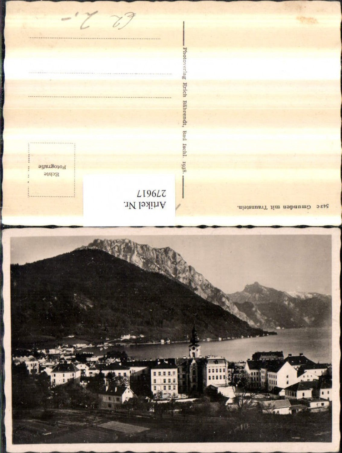 279617,Gmunden Totale m. Traunstein Bergkulisse