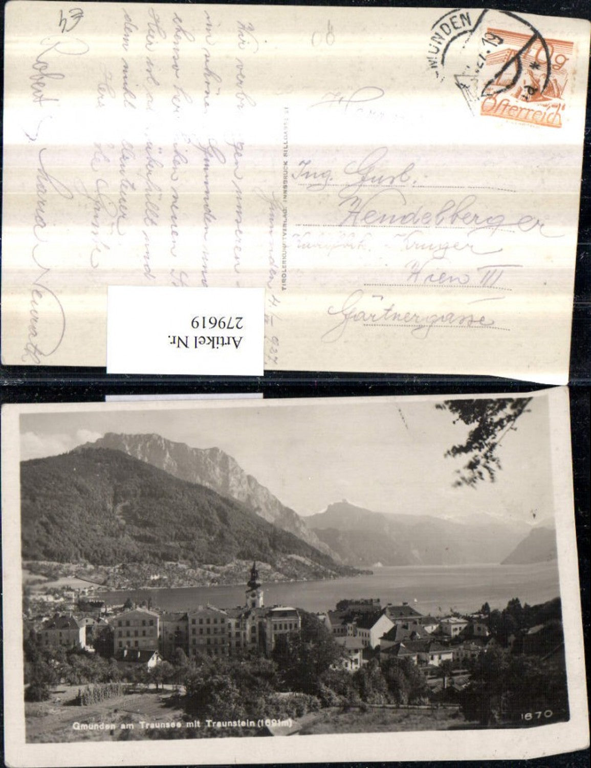 279619,Gmunden am Traunsee Totale m. Traunstein Bergkulisse