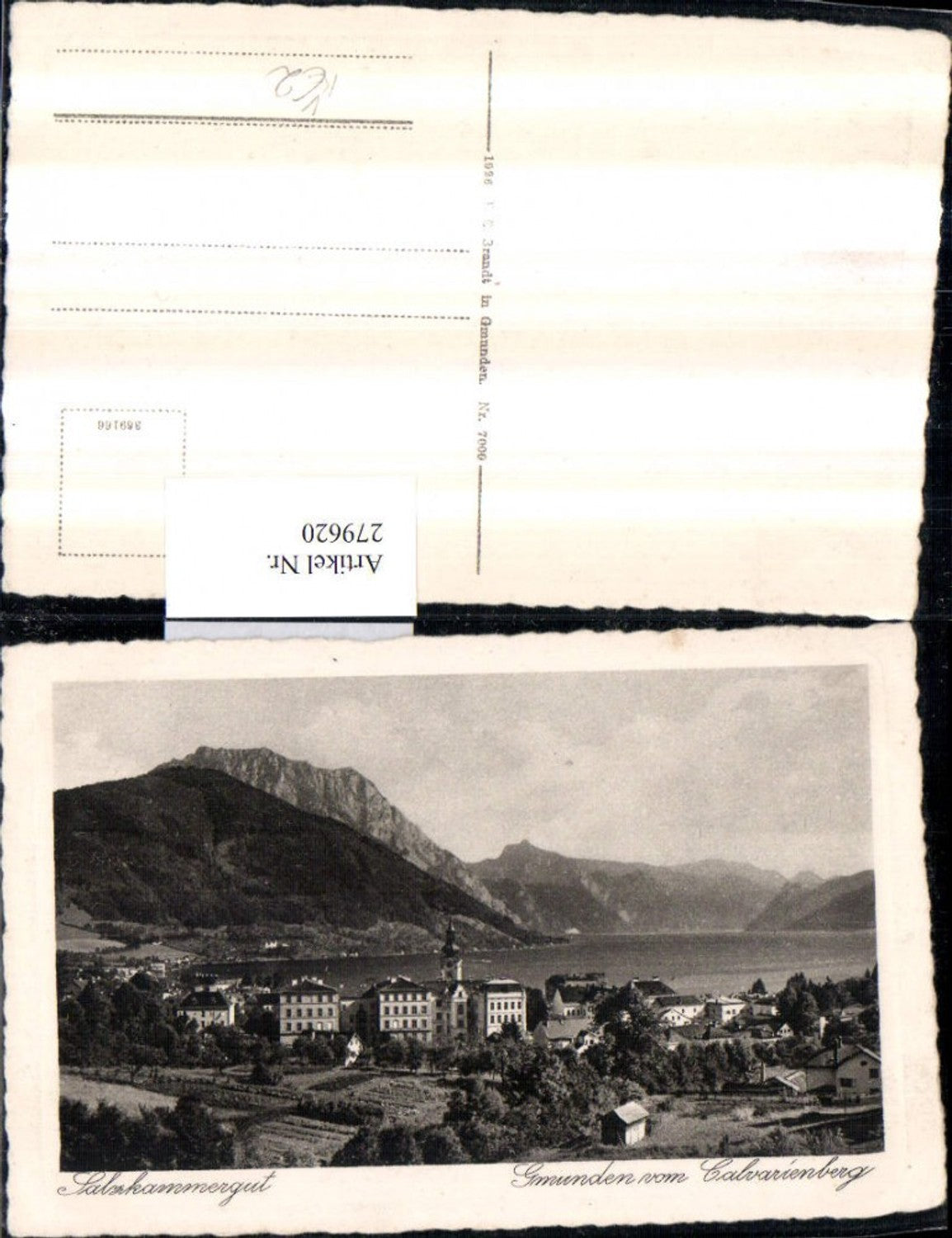 279620,Künstler AK Gmunden Totale vom Kalvarienberg Bergkulisse pub F. E. Brandt 7000