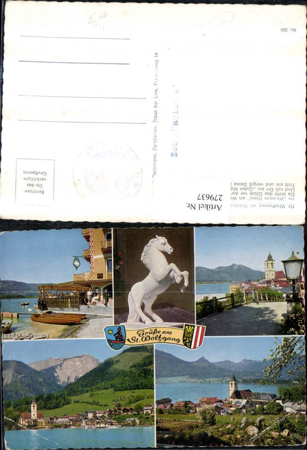 279637,St. Wolfgang Totale Weißes Rössl Peter Stüberl Bergkulisse Mehrbildkarte