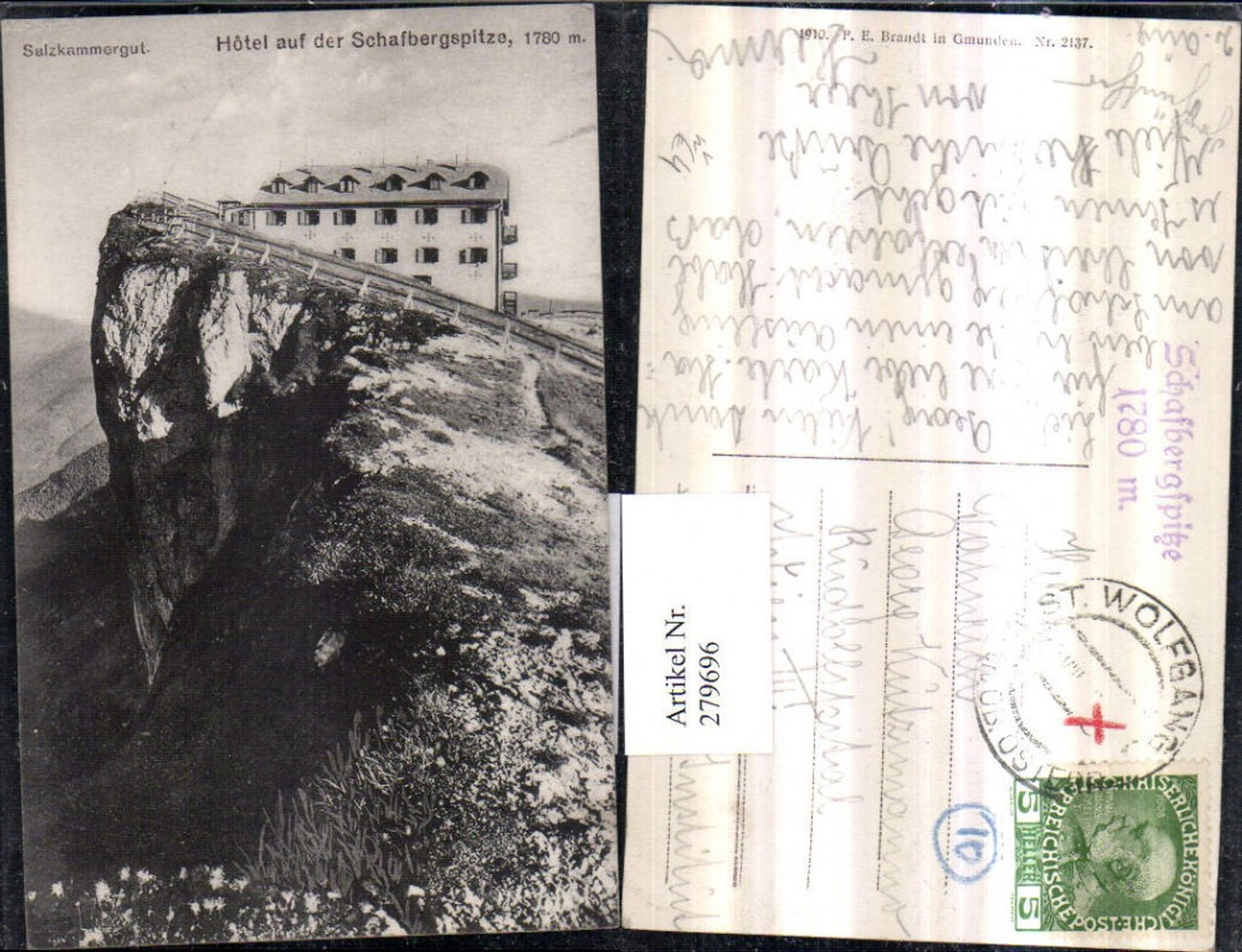 279696,Hotel auf d. Schafbergspitze b. St. Wolfgang pub F. E. Brandt 2137