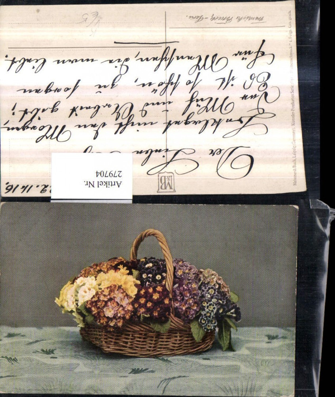 279704,Künstler AK Meissner & Buch 1891 Blumenschmuck Korb Blumen