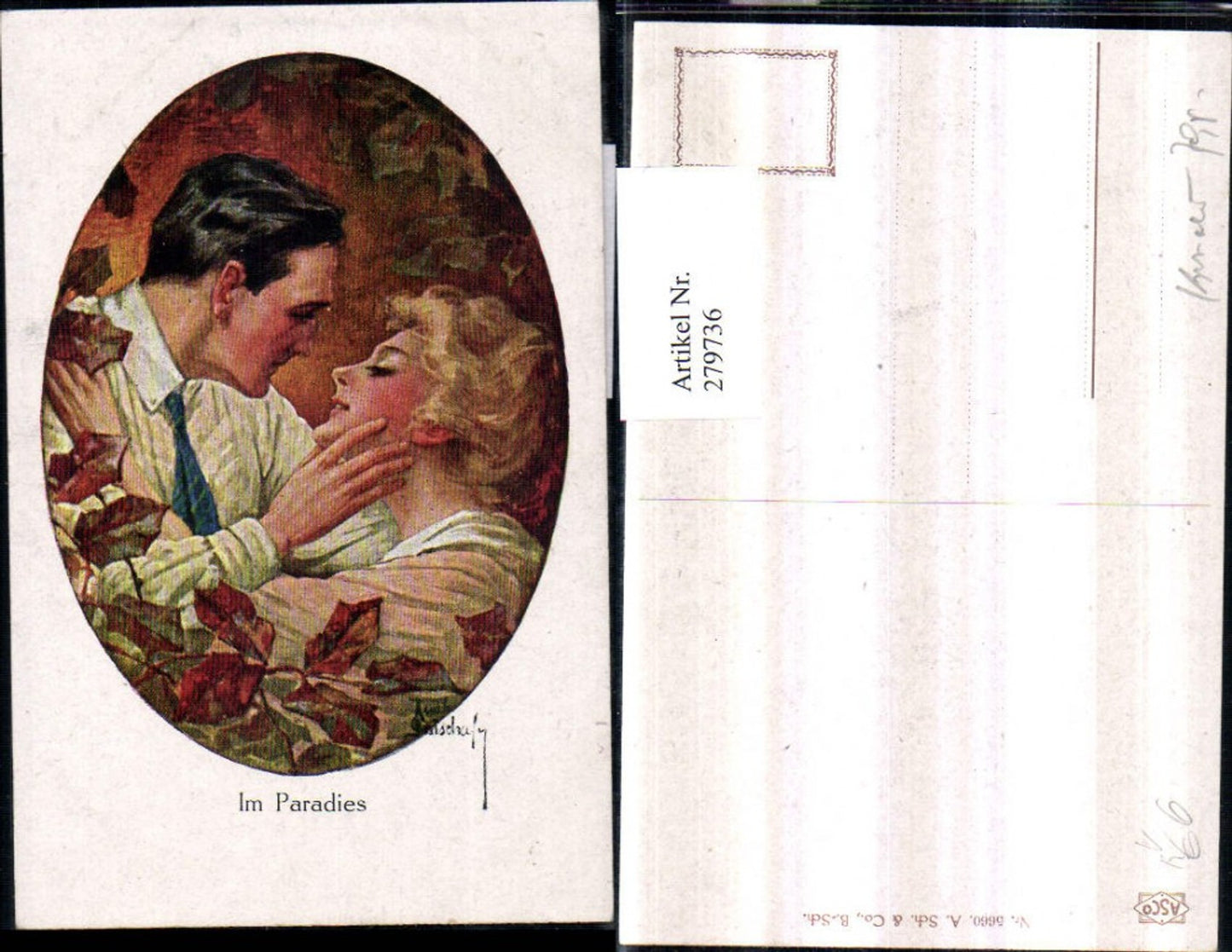 279736,Asco AK 5660 Künstler Ruab Gnischaf Im Paradies Liebespaar Liebe Passepartout
