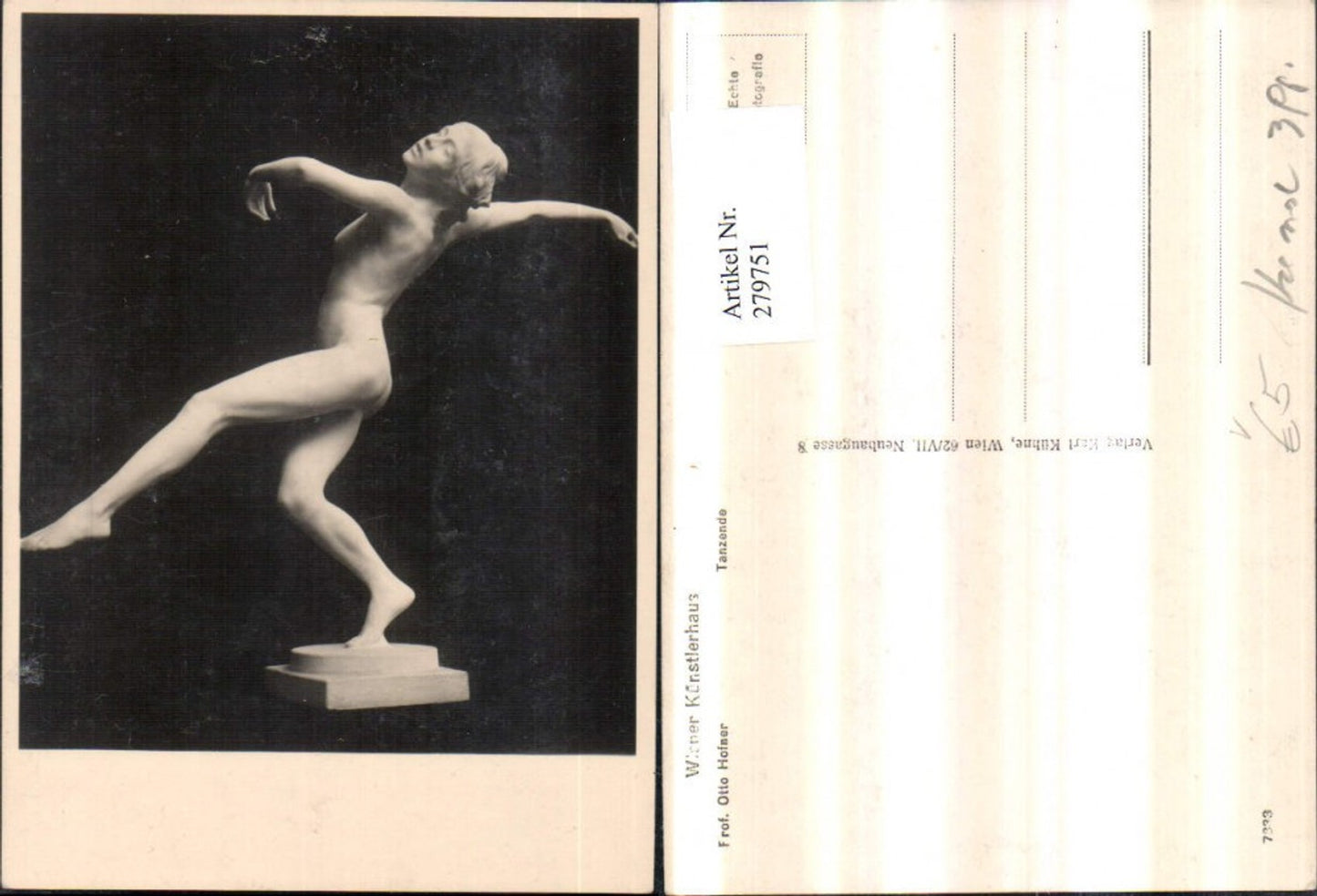 279751,Wiener Künstlerhaus 7833 Künstler Prof. Otto Hofner Tanzende Erotik Frau Staute
