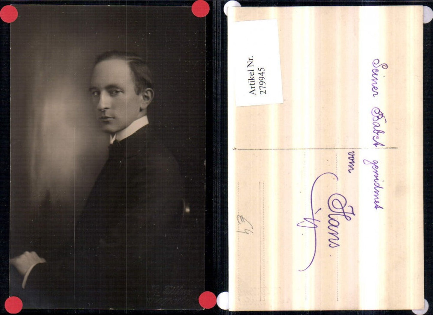 279945,Foto AK Mann m. Anzug Seitenportrait Portrait