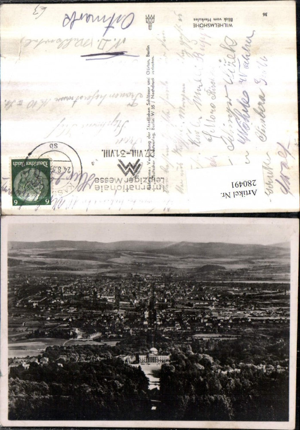 280491,Kassel Wilhelmshöhe Totale Blick vom Herkules