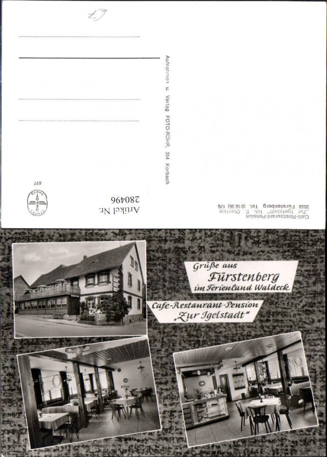 280496,Fürstenberg im Ferienland Waldeck Cafe Restaurant Pension Zur Igelstadt Mehrbildkarte