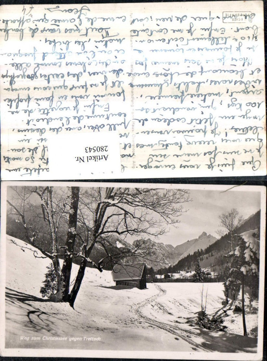 280543,Weg zum Christlessee geg. Trettach Bergkulisse Winterbild b. Oberstdorf
