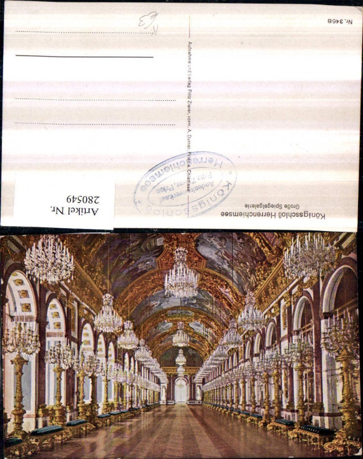 280549,Künstler AK Königsschloss Herrenchiemsee Große Spiegelgalerie Innenansicht
