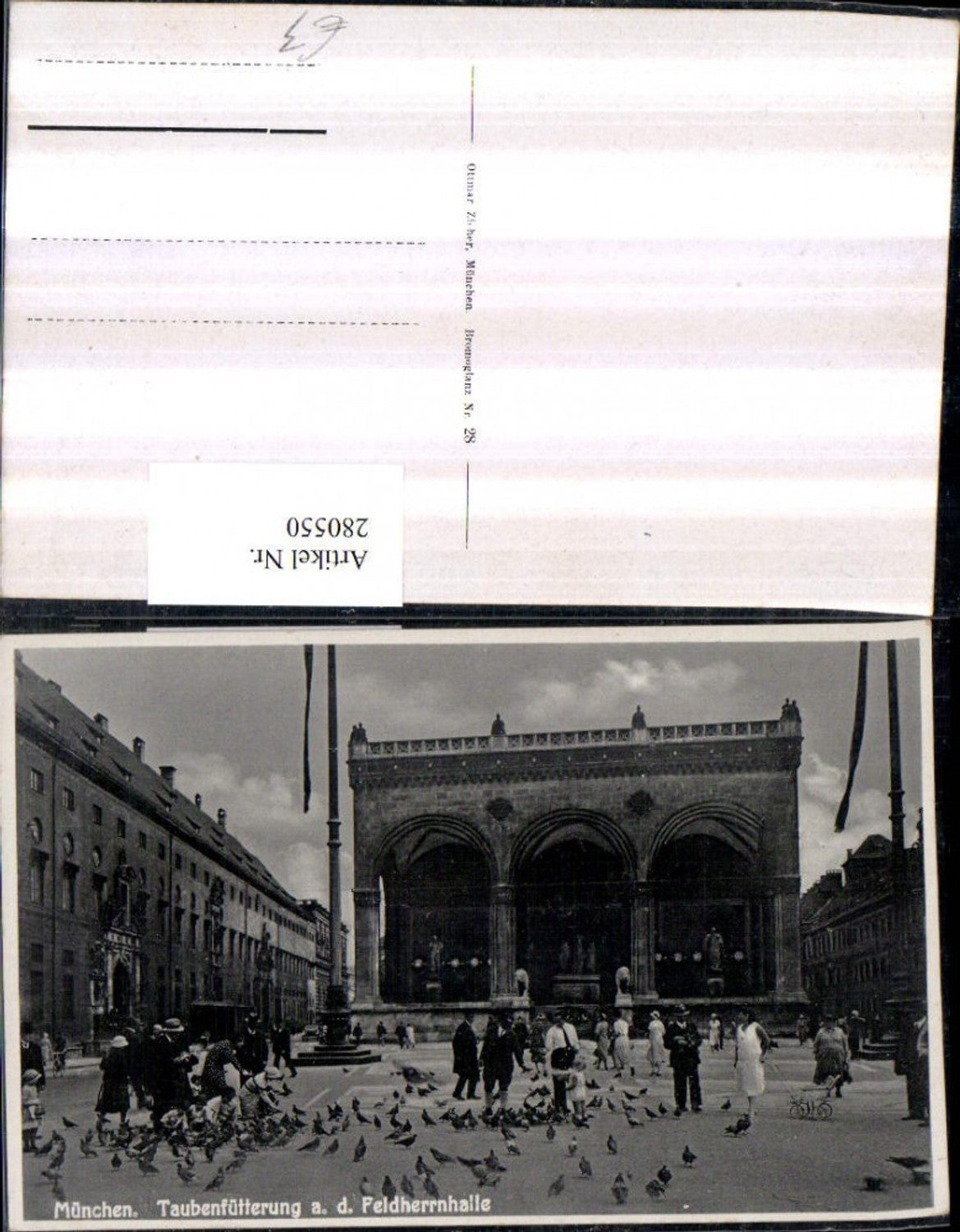 280550,München Taubenfütterung an d. Feldherrnhalle Gebäude