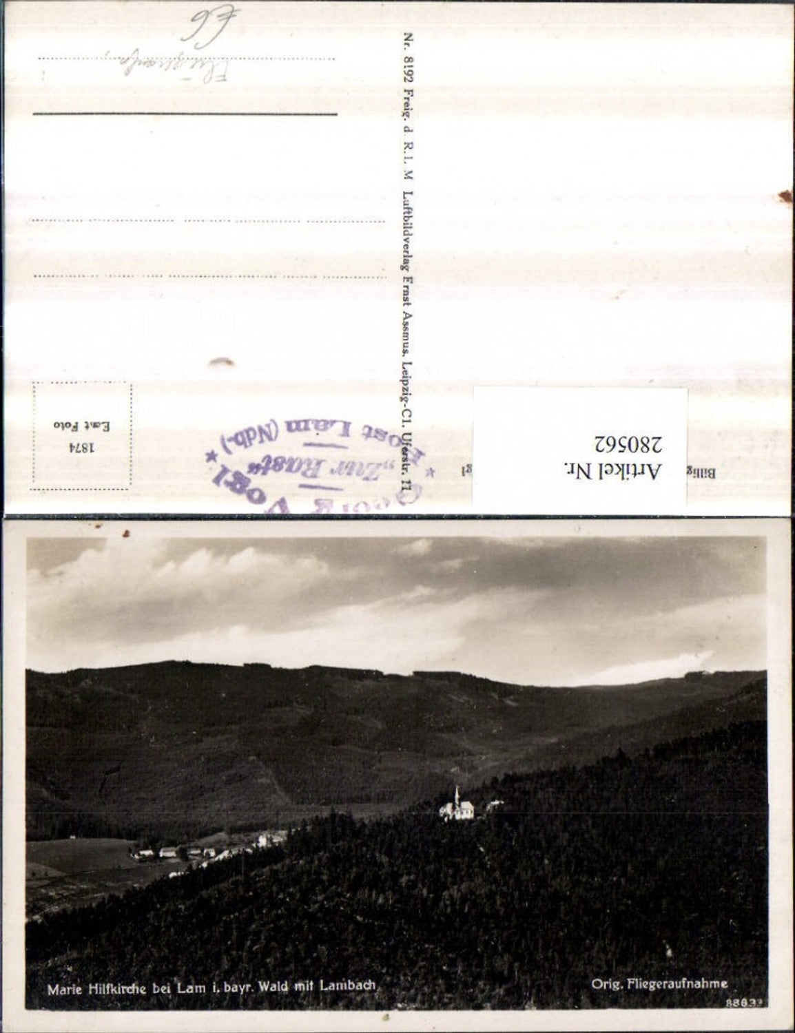 280562,Marie Hilfkirche b. Lam im bayerischen Wald m. Lambach Fliegeraufnahme
