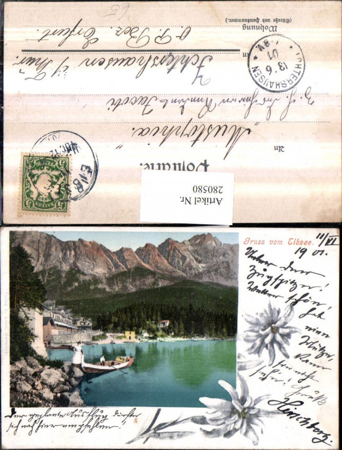 280580,Gruß vom Eibsee See Bergkulisse Ruderboot Boot