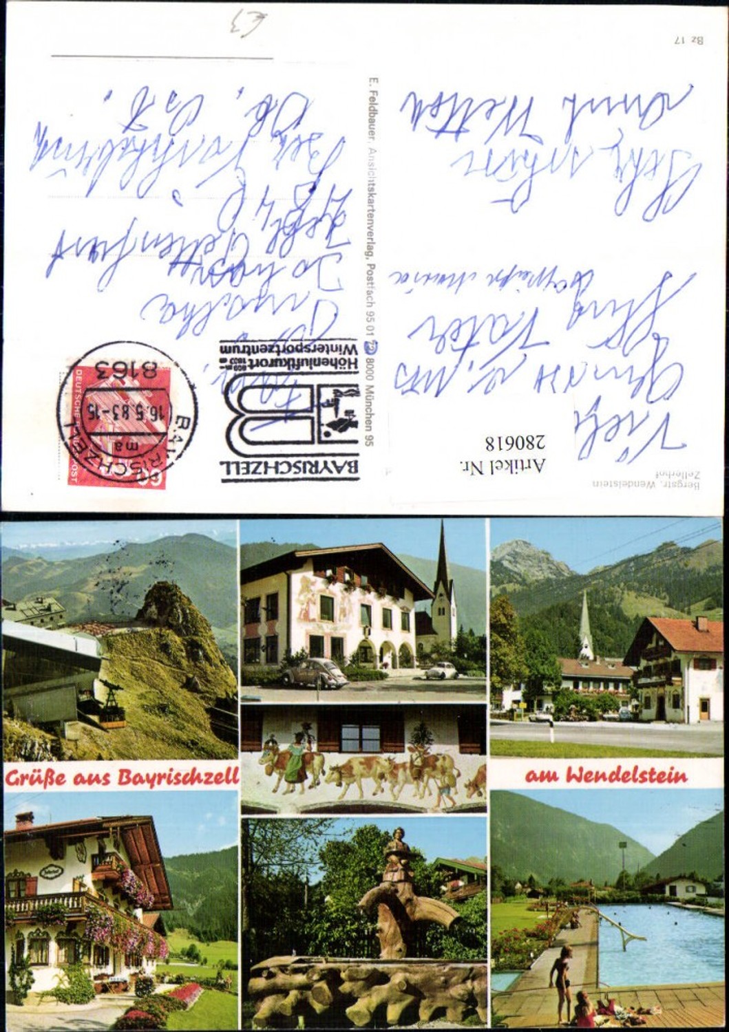 280618,Bayrischzell Kirche Schwimmbad Brunnen Hausansicht Wendelstein Seilbahn Mehrbildkarte