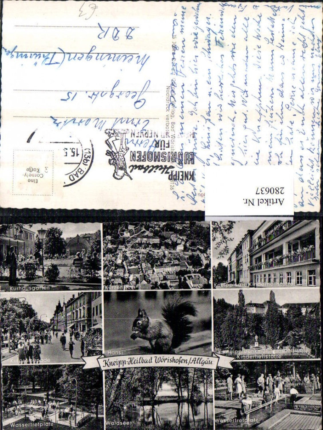 280637,Bad Wörishofen Totale Wassertretplatz Waldsee Kurpromenade Kurhausgarten Mehrbildkarte