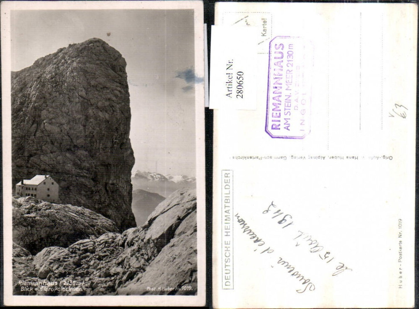280650,Riemannhaus Berghütte Blick auf Großglockner Bergkulisse b. Maria Alm pub Hans Huber 1019