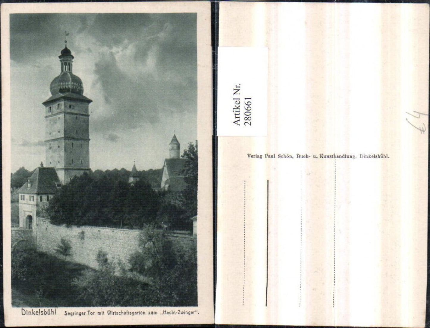 280661,Dinkelsbühl Segringer-Tor m. Wirtschaftsgarten zum Hecht-Zwinger Turm