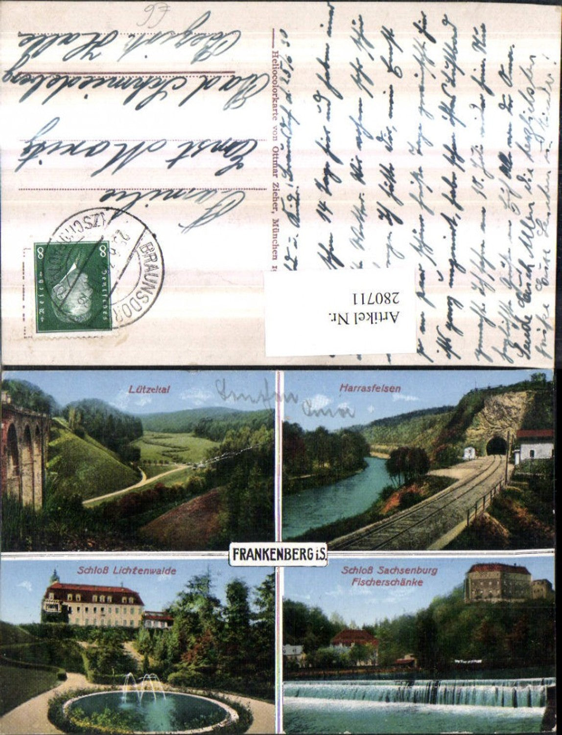 280711, Frankenberg Lützeltal Harrasfelsen Sachsenburg Castle and Lichtenwalde Wehr Multi-view map