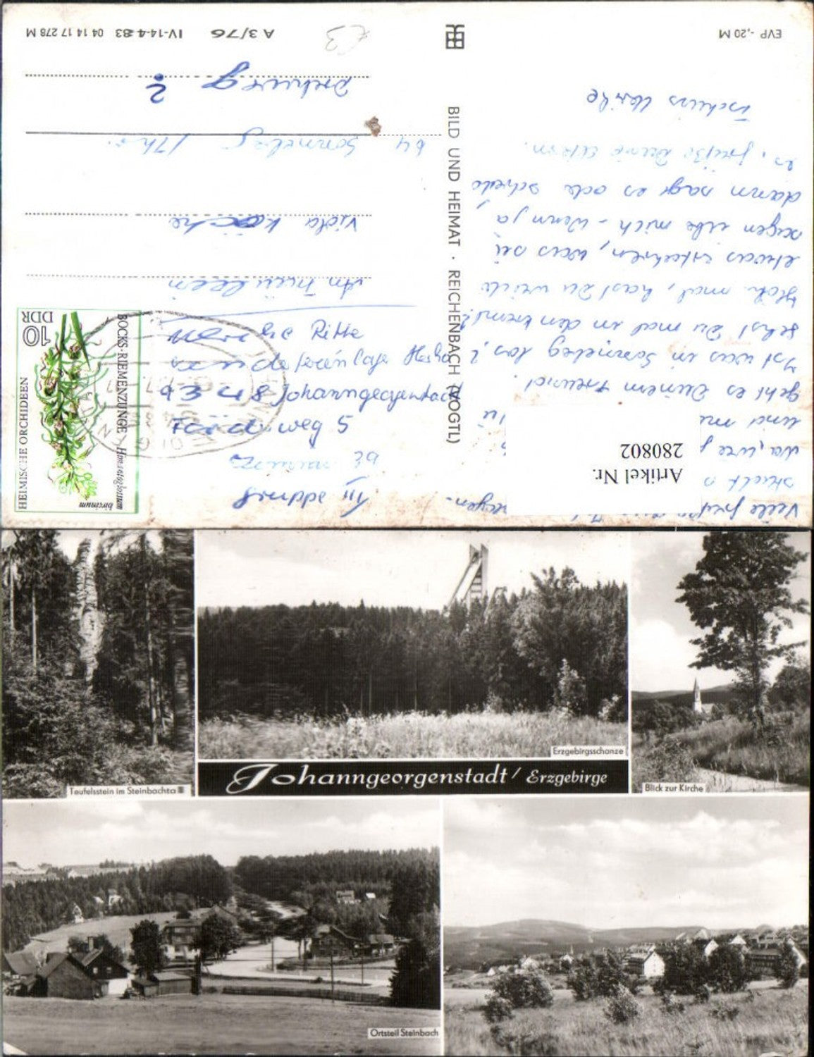 280802,Johanngeorgenstadt im Erzgebirge Totale Schanze Kirche Teufelsstein Mehrbildkarte