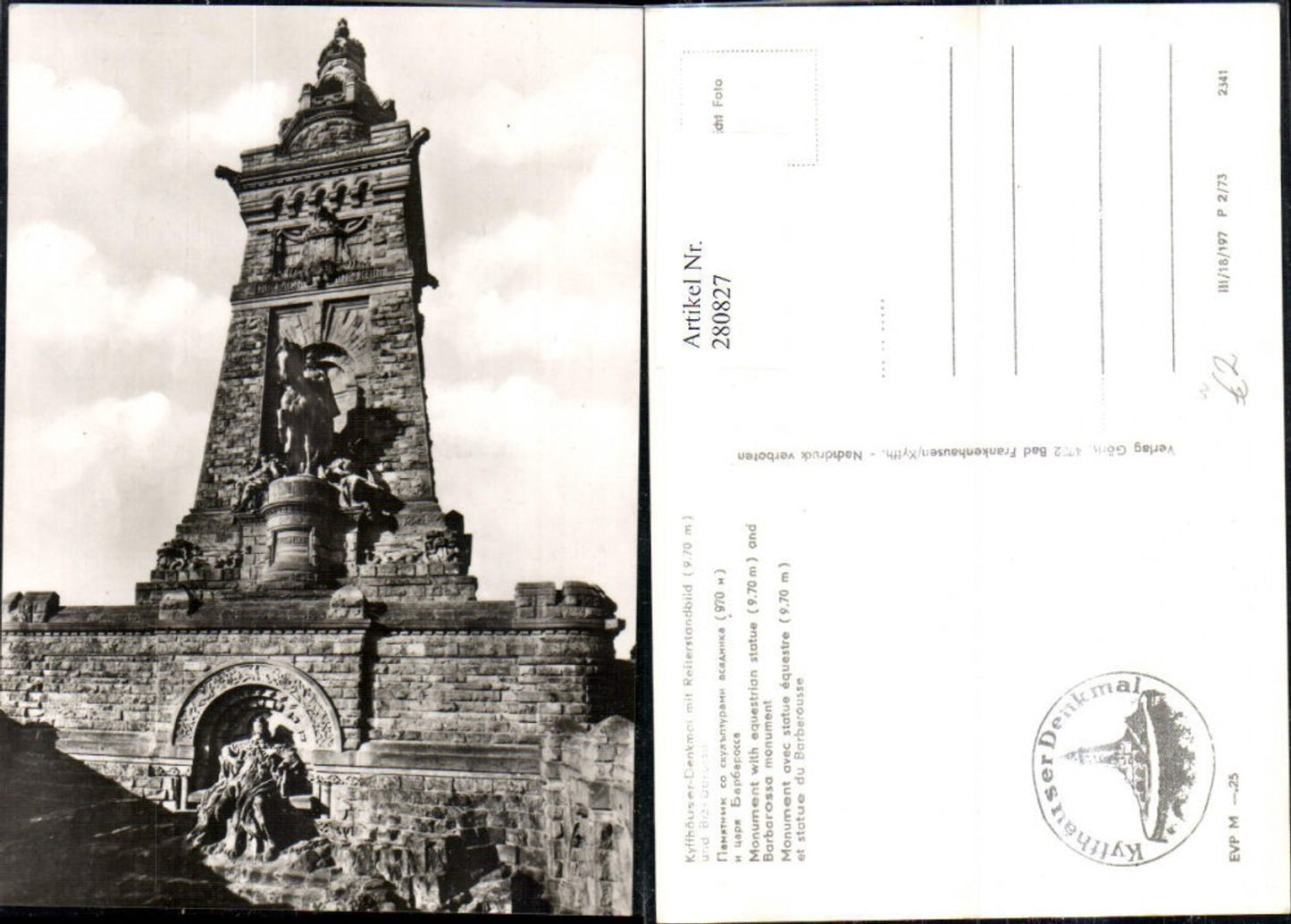 280827,Kyffhäuser Denkmal m. Reiterstandbild u. Barbarossa