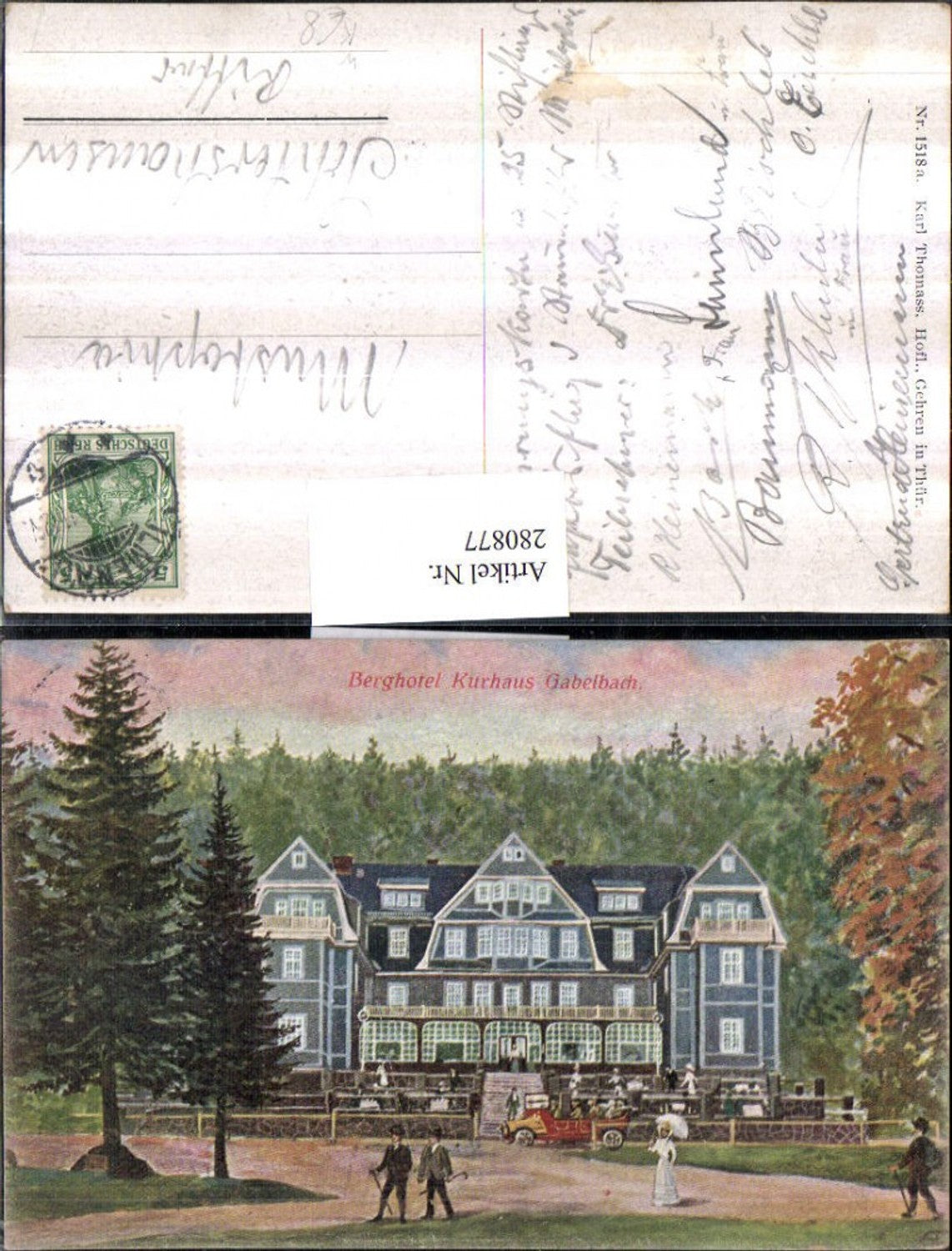 280877,Künstler AK Gabelbach b. Illmenau Berghotel Kurhaus