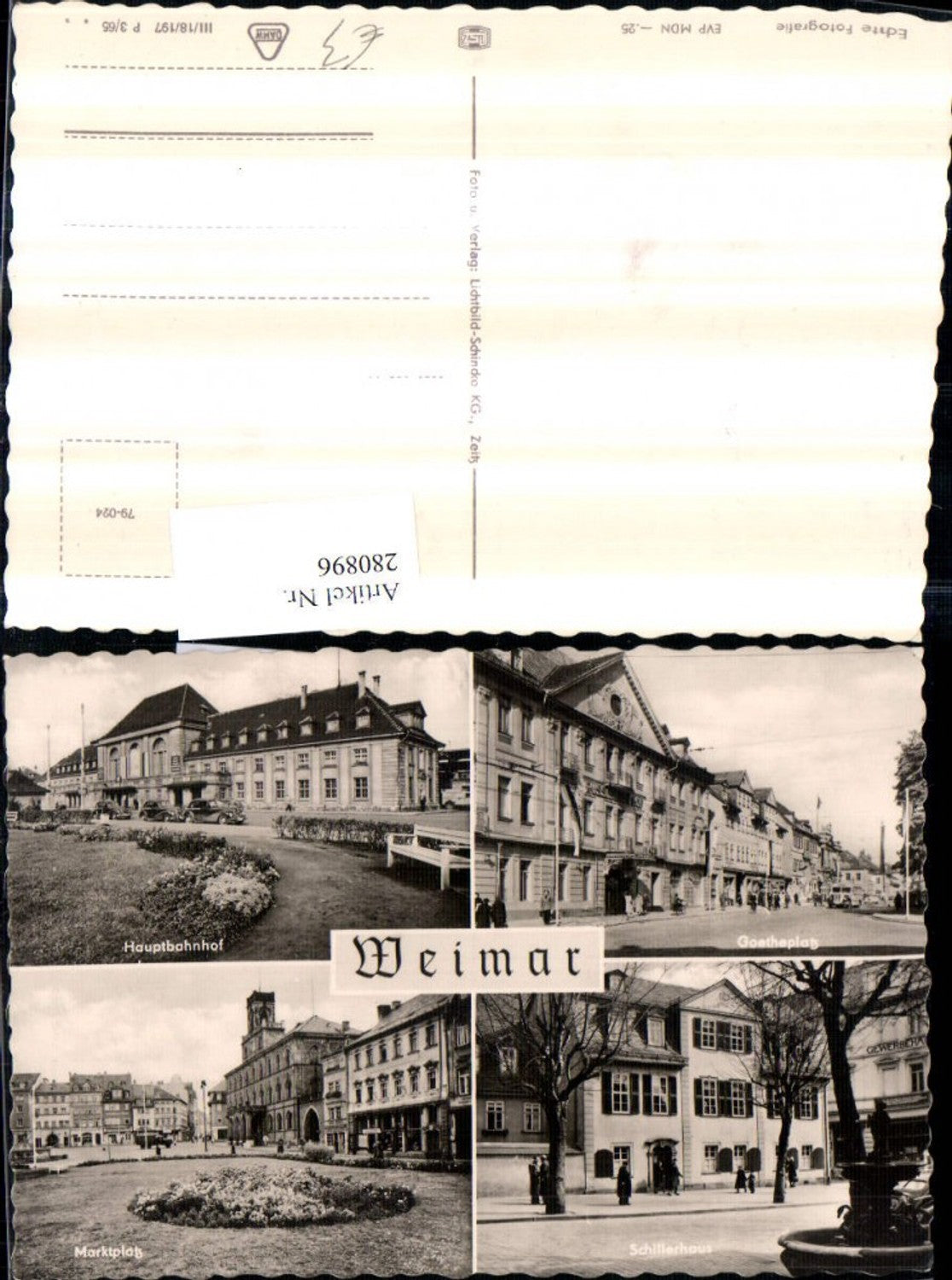 280896,Weimar Hauptbahnhof Goetheplatz Schillerhaus Marktplatz Mehrbildkarte