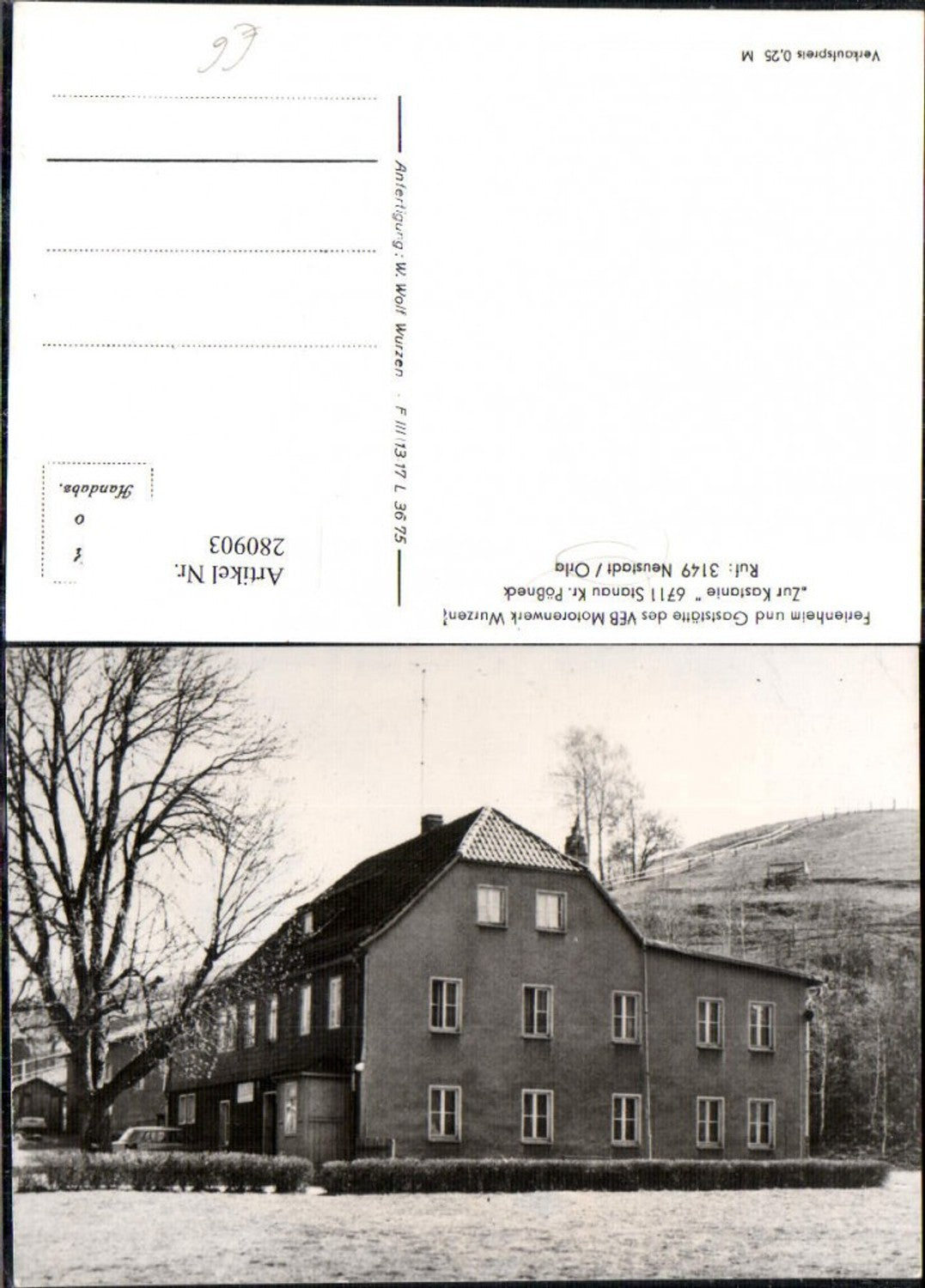 280903,Stanau b. Neustadt Ferienheim u. Gaststätte des VEB Motorenwerk Wurzen Zur Kastanie
