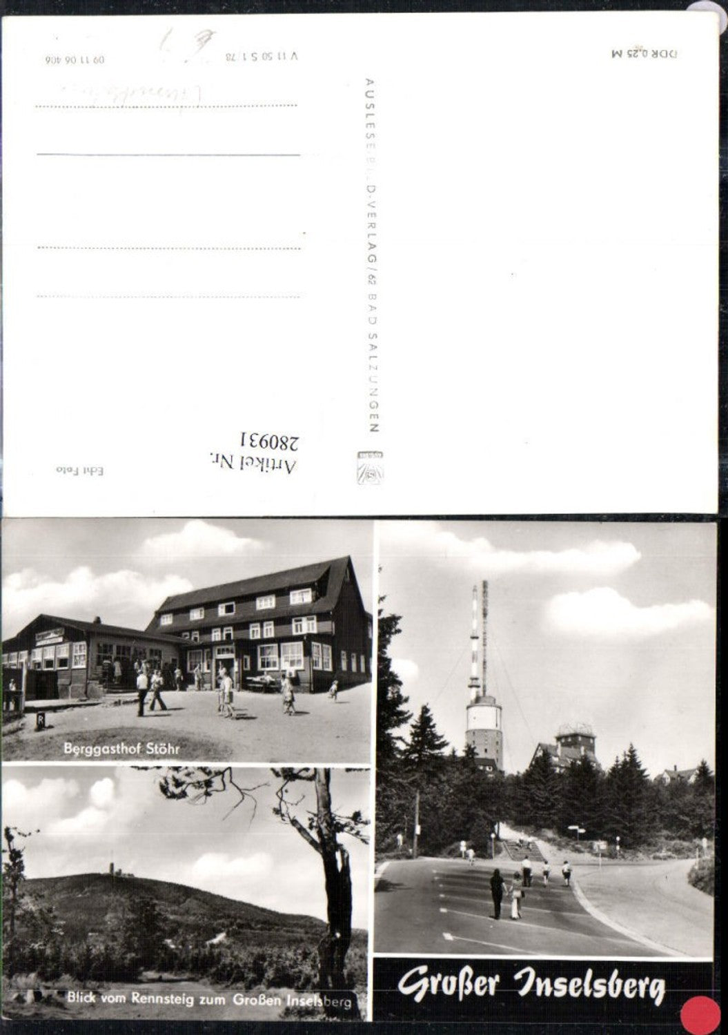 280931,Großer Inselsberg b. Tabarz Berggasthof Stöhr Aussichtsturm Mehrbildkarte