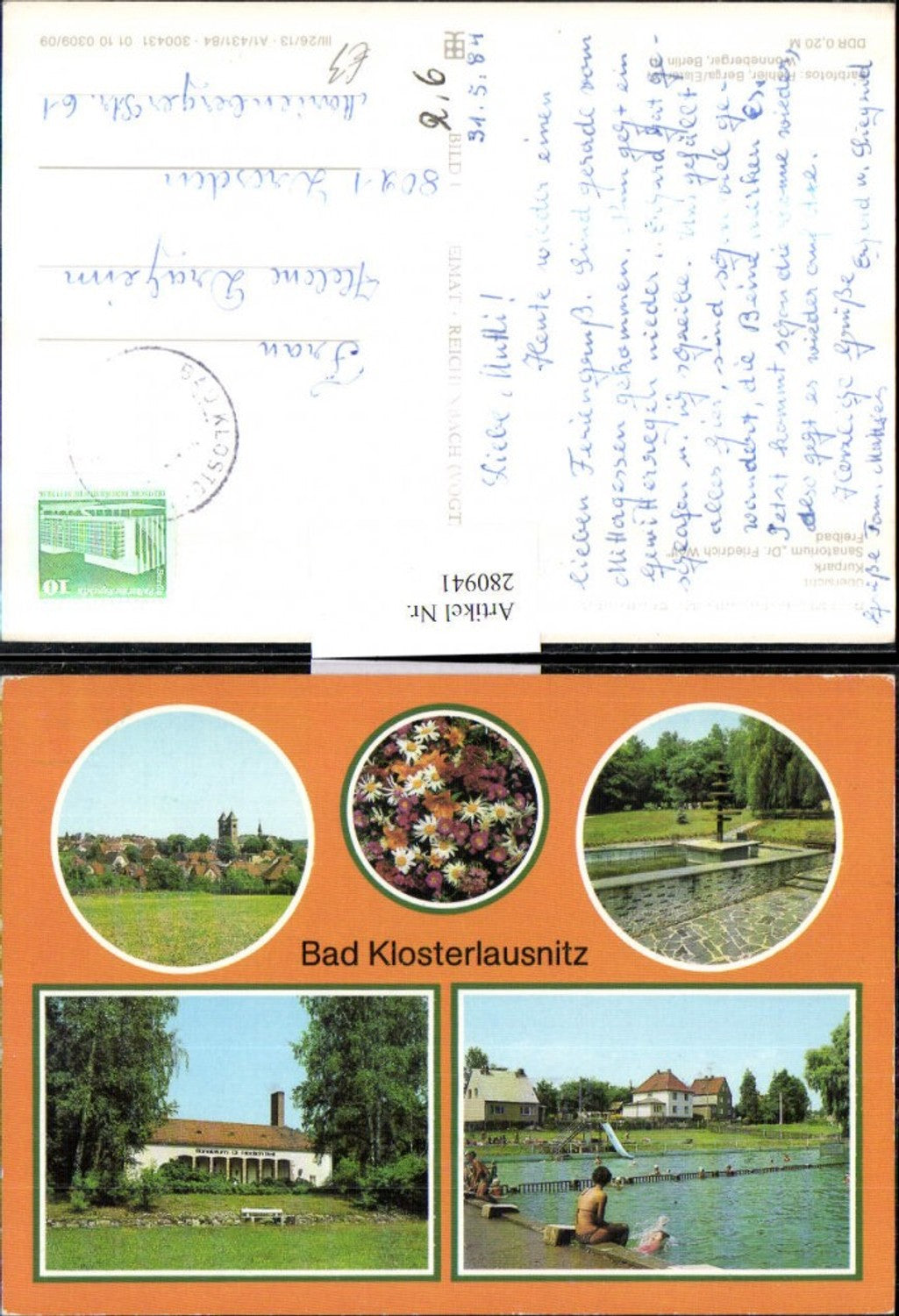 280941,Bad Klosterlausnitz Totale Kurpark Sanatorium Dr. Friedrich Wolf Freibad Mehrbildkarte