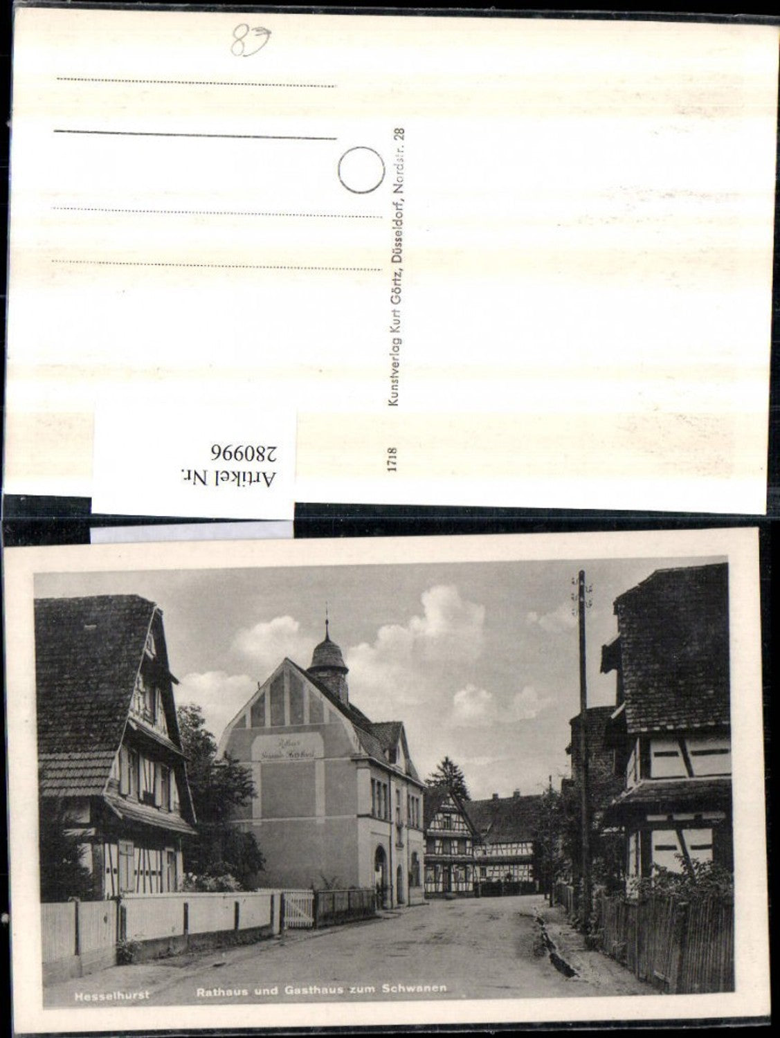 280996,Hesselhurst Rathaus u. Gasthaus zum Schwanen Straßenansicht