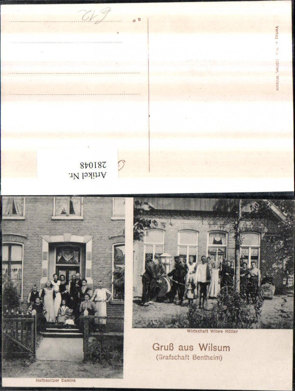 281048,Gruß aus Wilsum Wirtschaft Witwe Hölter Hofbesitzer Damink Mehrbildkarte