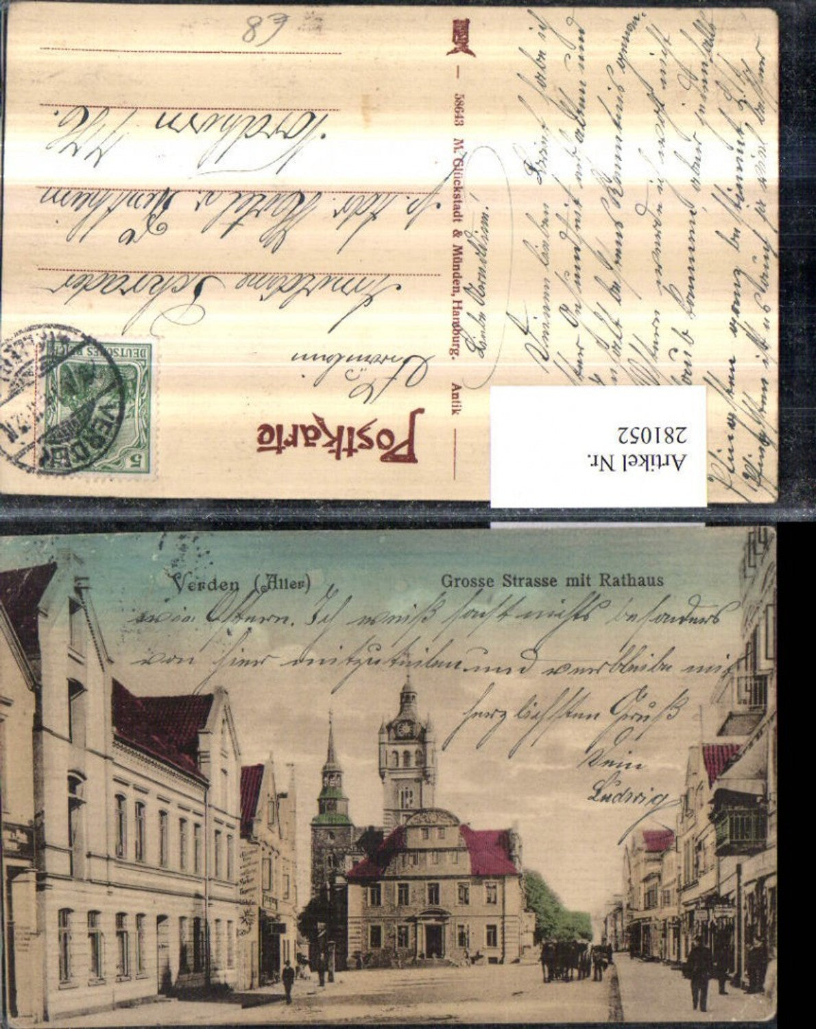 281052,Verden an d. Aller Große Straße m. Rathaus Straßenansicht