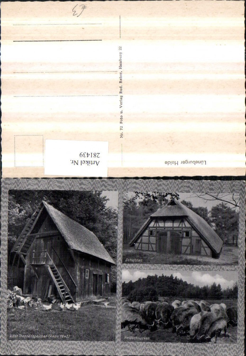 281439,Lüneburger Heide Schafstall Heidschnucken Treppenspeicher Mehrbildkarte