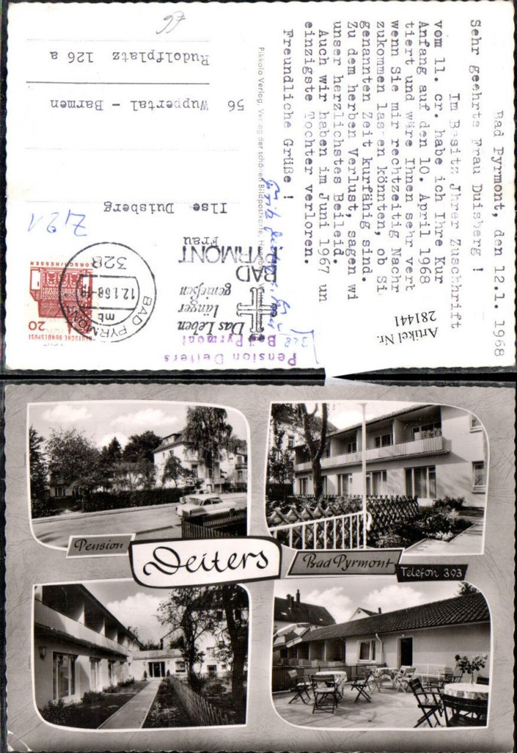 281441,Bad Pyrmont Pension Deiters Mehrbildkarte