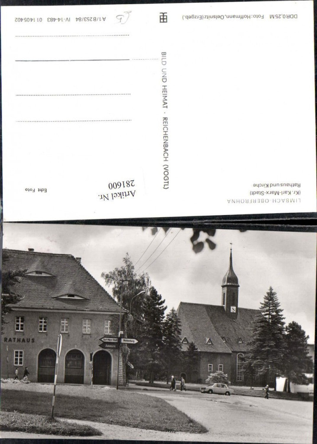 281600,Limbach-Oberfrohna Rathaus u. Kirche Wegweiser