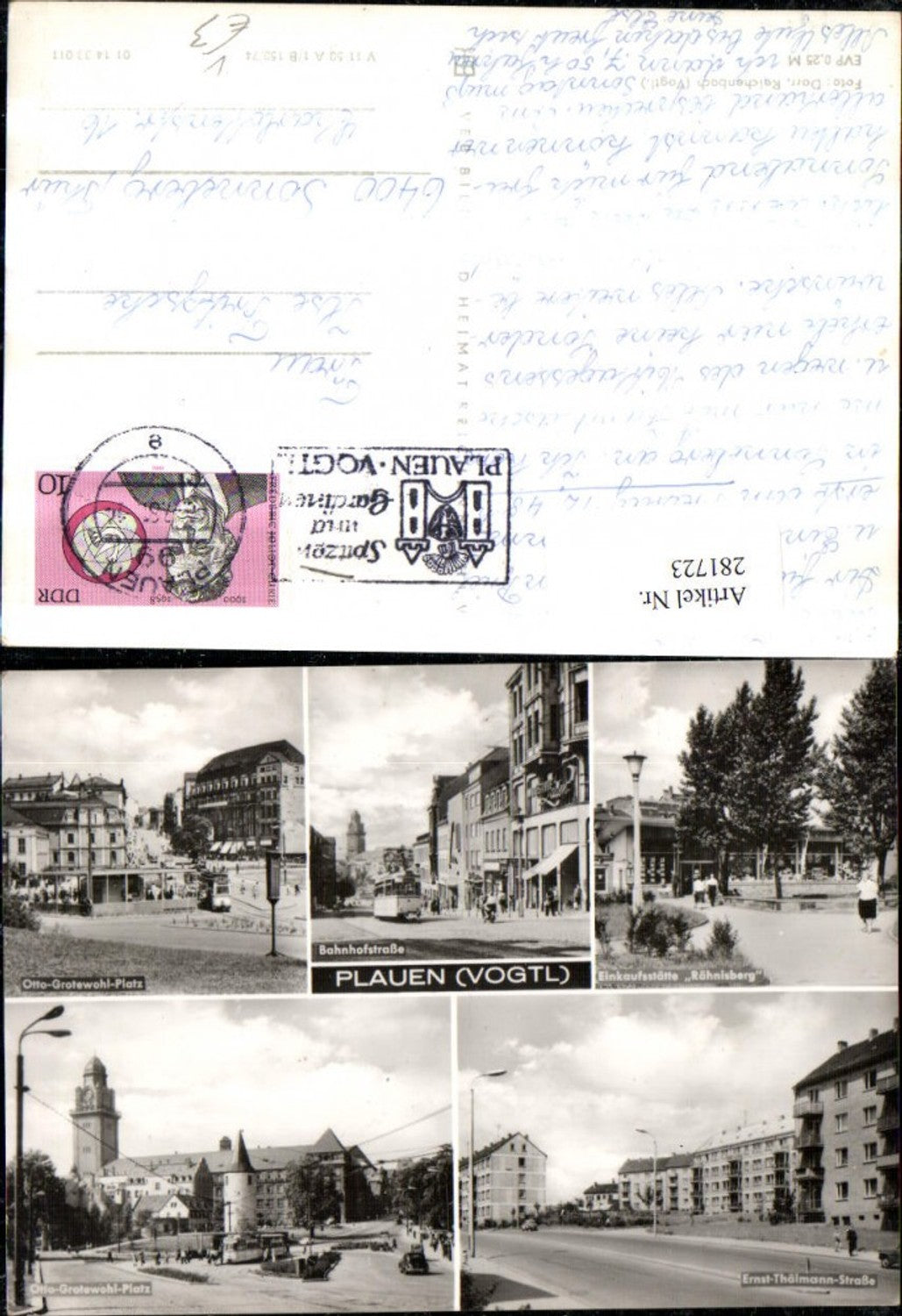 281723,Plauen im Vogtland Bahnhofstraße Einkaufsstätte Otto-Grotewohl-Platz Mehrbildkarte pub VEB