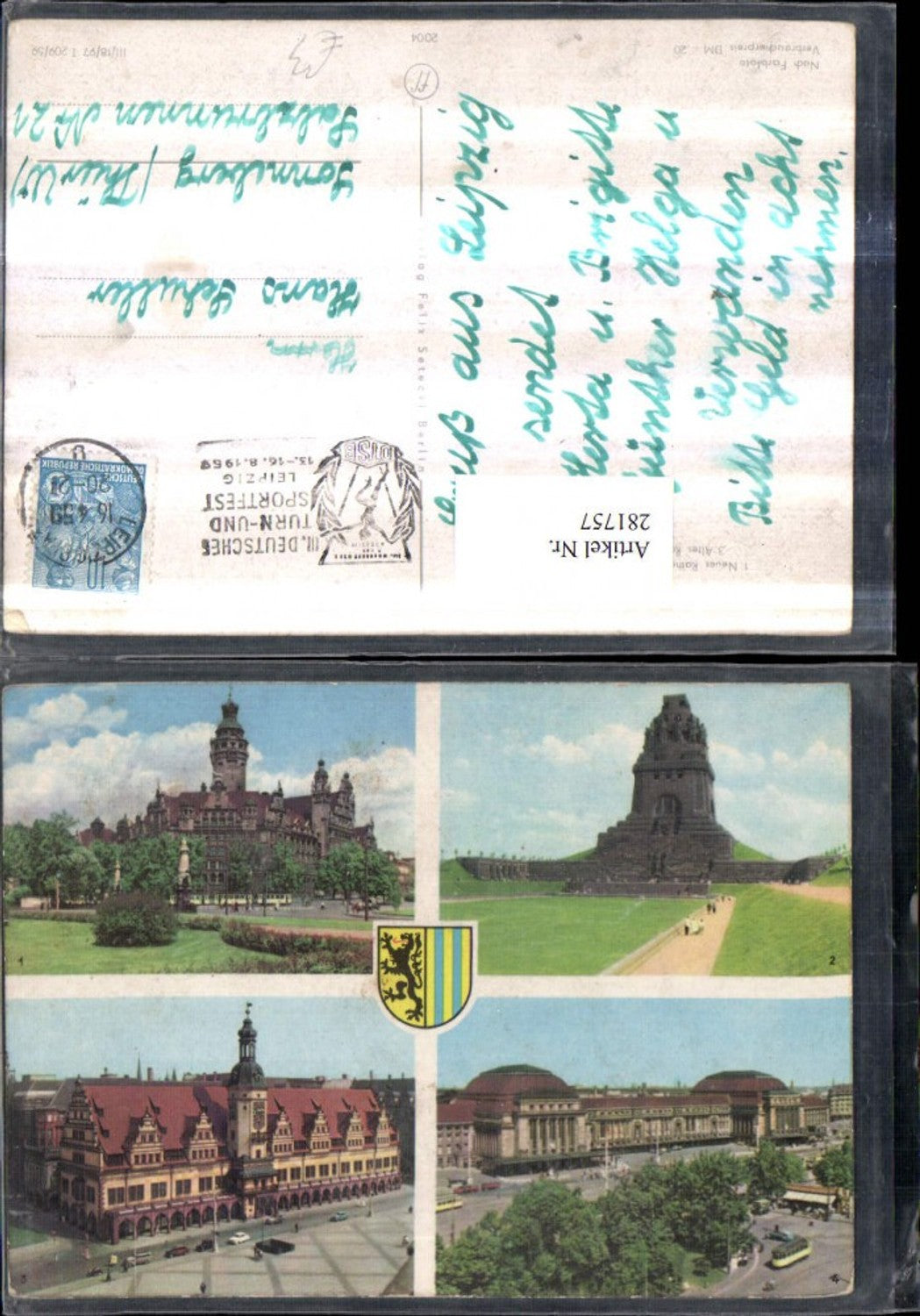 281757, Leipzig Old and New Town Hall Monument to the Battle of the Nations Main Station Multiview postcard