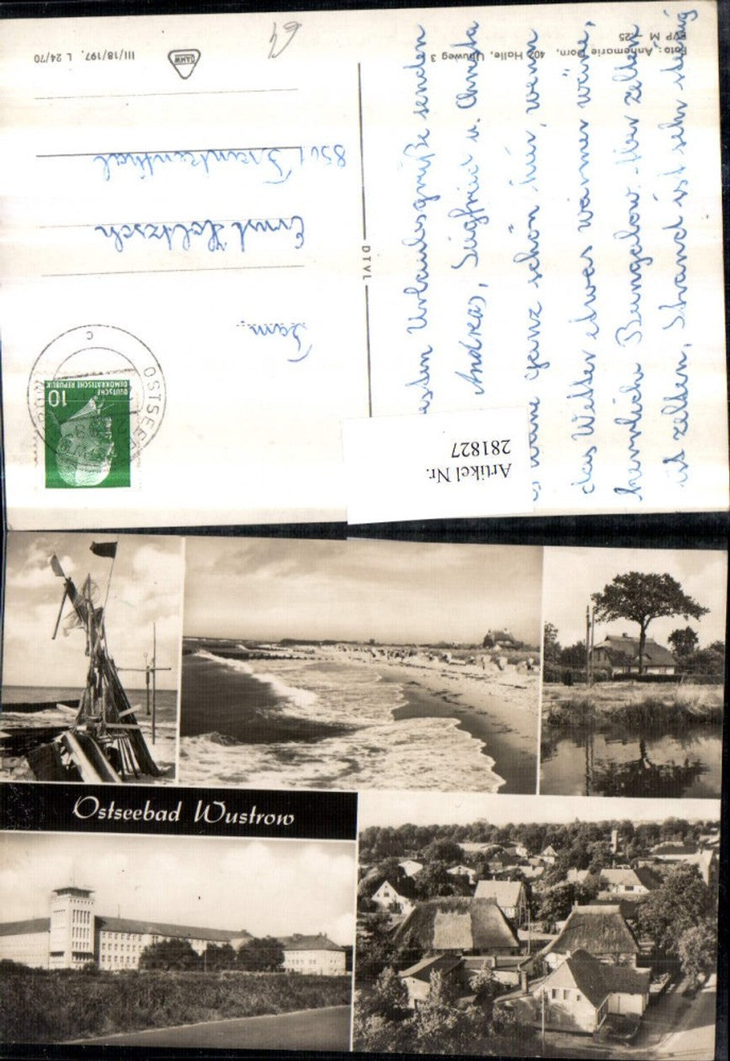 281827,Ostseebad Wustrow Teilansicht Gebäude Strand Mehrbildkarte