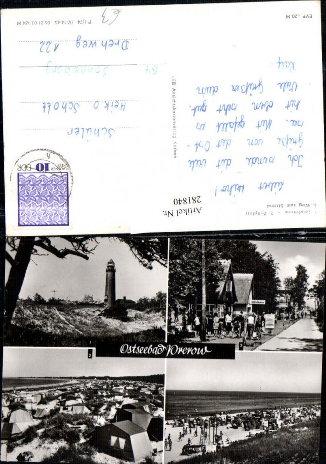 281840,Ostseebad Prerow Leuchtturm Zeltplatz Camping Strand Mehrbildkarte