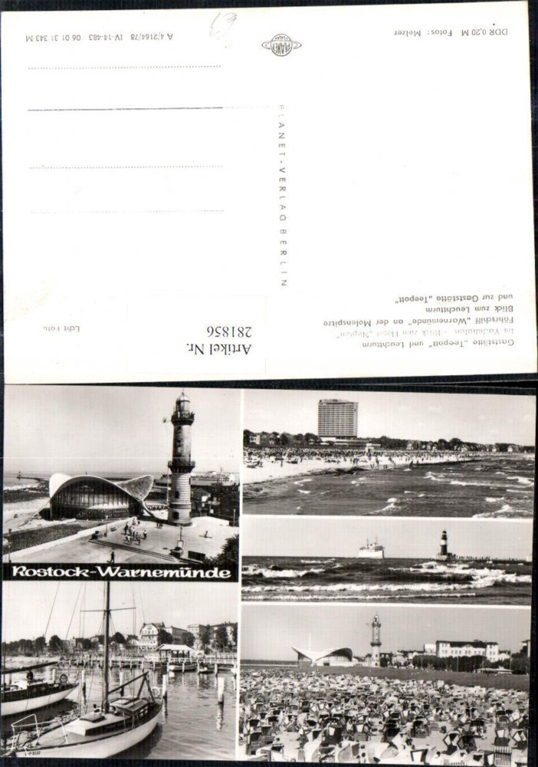 281856,Rostock Warnemünde Gaststätte Teepott Leuchtturm Yachthafen Hotel Neptun Strand Mehrbildkarte