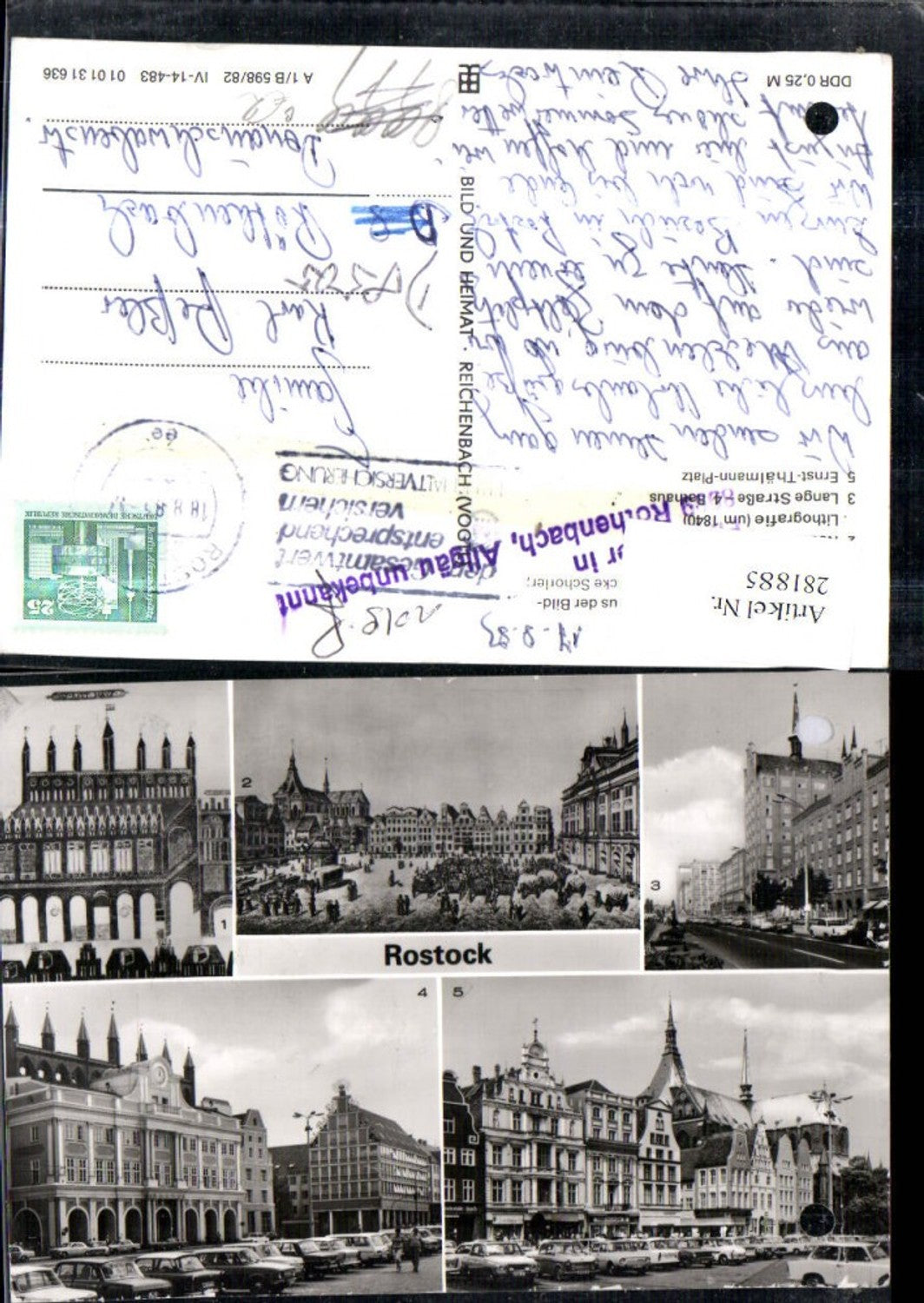 281885,Rostock Markt Lange Straße Rathaus Ernst-Thälmann-Platz Mehrbildkarte