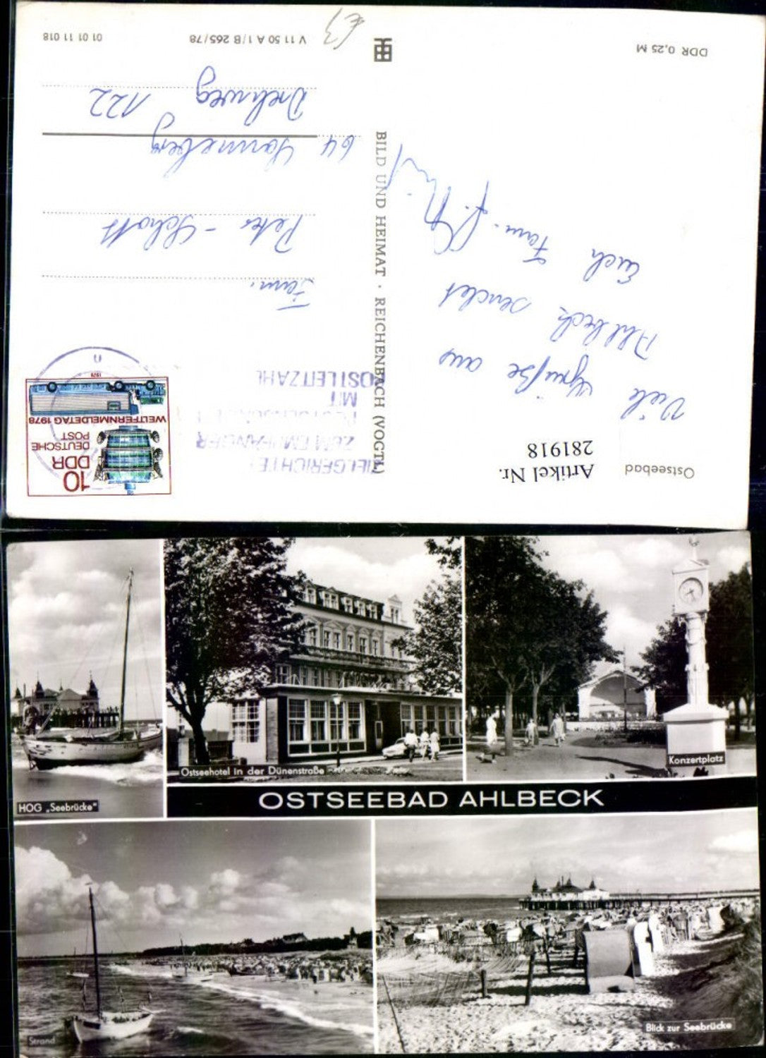 281918,Ostseebad Ahlbeck HOG Seebrücke Strand Konzertplatz Ostseehotel Mehrbildkarte
