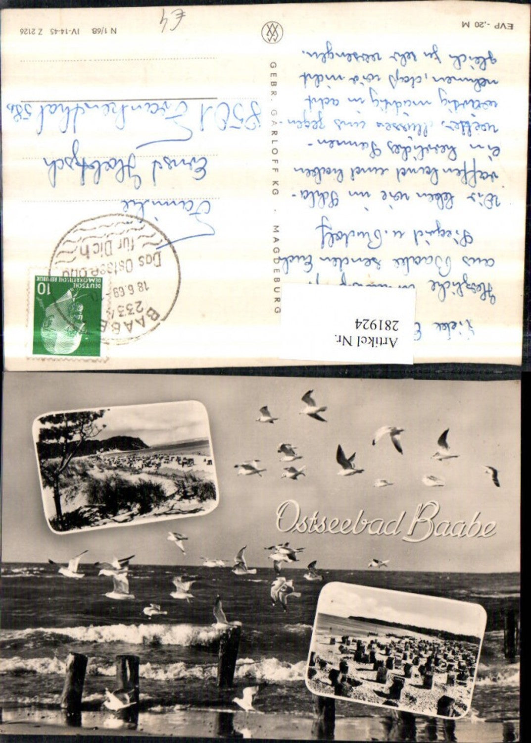 281924,Ostseebad Baabe Strand Strandleben Möwen Mehrbildkarte