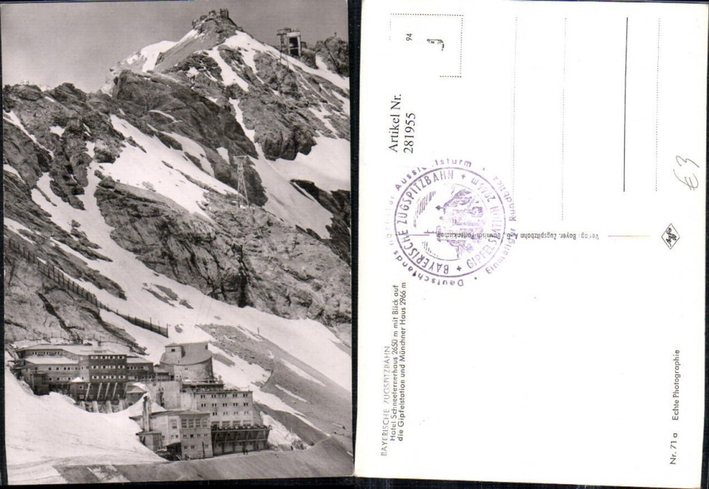 281955,Bayerische Zugspitzbahn Hotel Schneefernerhaus Blick auf Gipfelstation Münchner Haus Bergkulisse