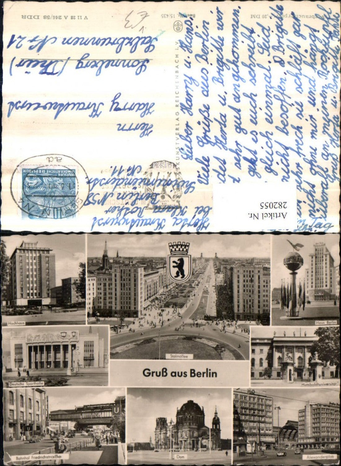 282055,Berlin Haus Berlin Humboldtuniversität Dom Bahnhof Hochhaus Stalinallee Sporthalle Mehrbildkarte pub VEB 15/435