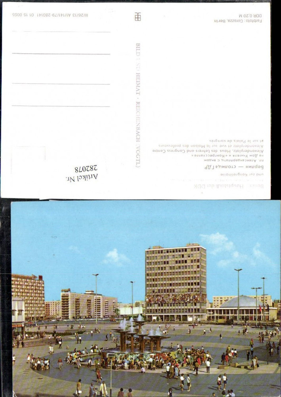 282078,Berlin Alexanderplatz m. Blick zum Haus des Lehrers und zur Kongresshalle Springbrunnen