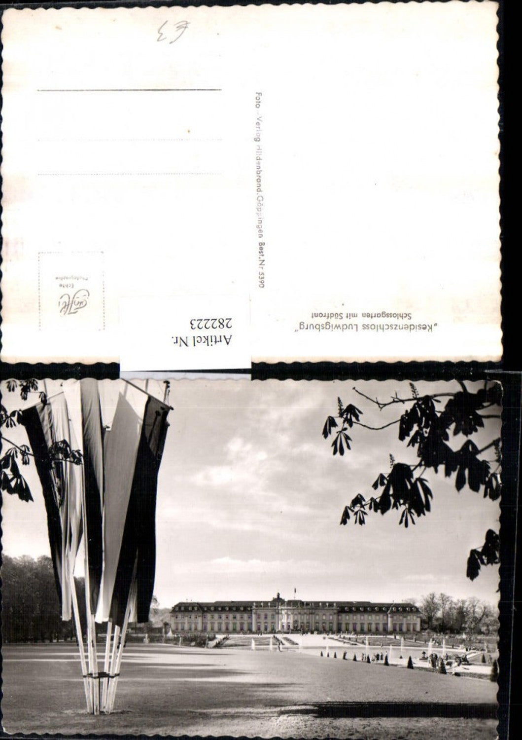 282223,Residenzschloss Ludwigsburg Schlossgarten m. Südfront Fahnen Flaggen