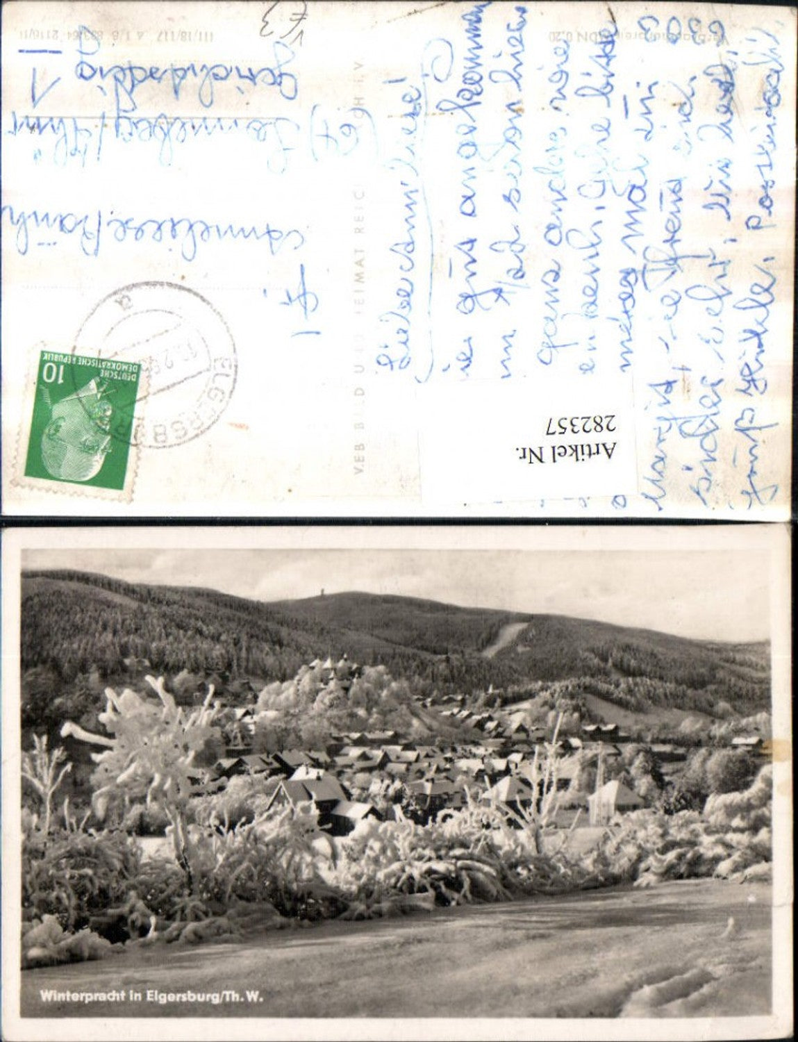 282357, Elgersburg in the Thuringian Forest, total winter scene, pub VEB