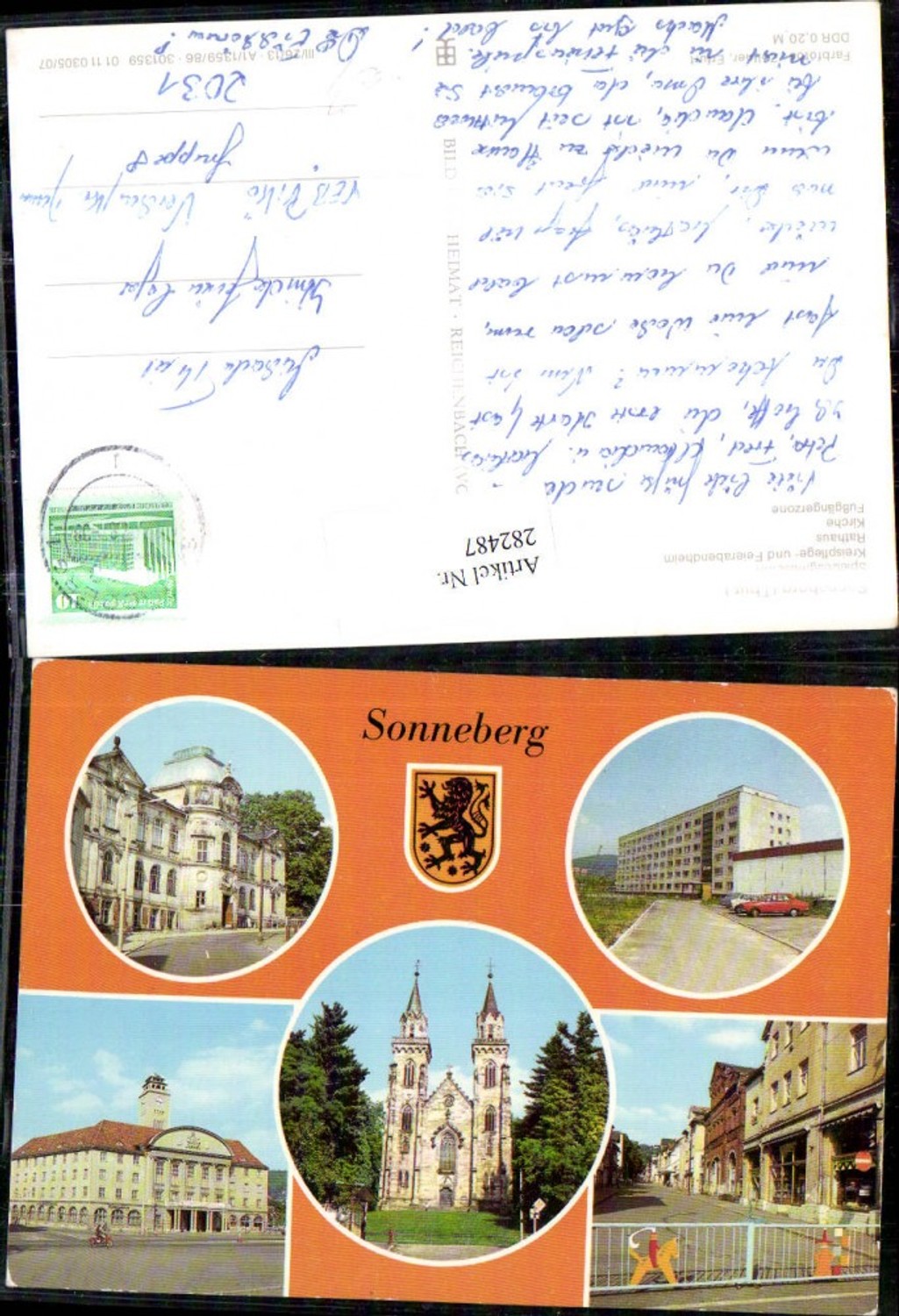 282487,Sonneberg Spielzeugmuseum Rathaus Kirche Fußgängerzone Mehrbildkarte