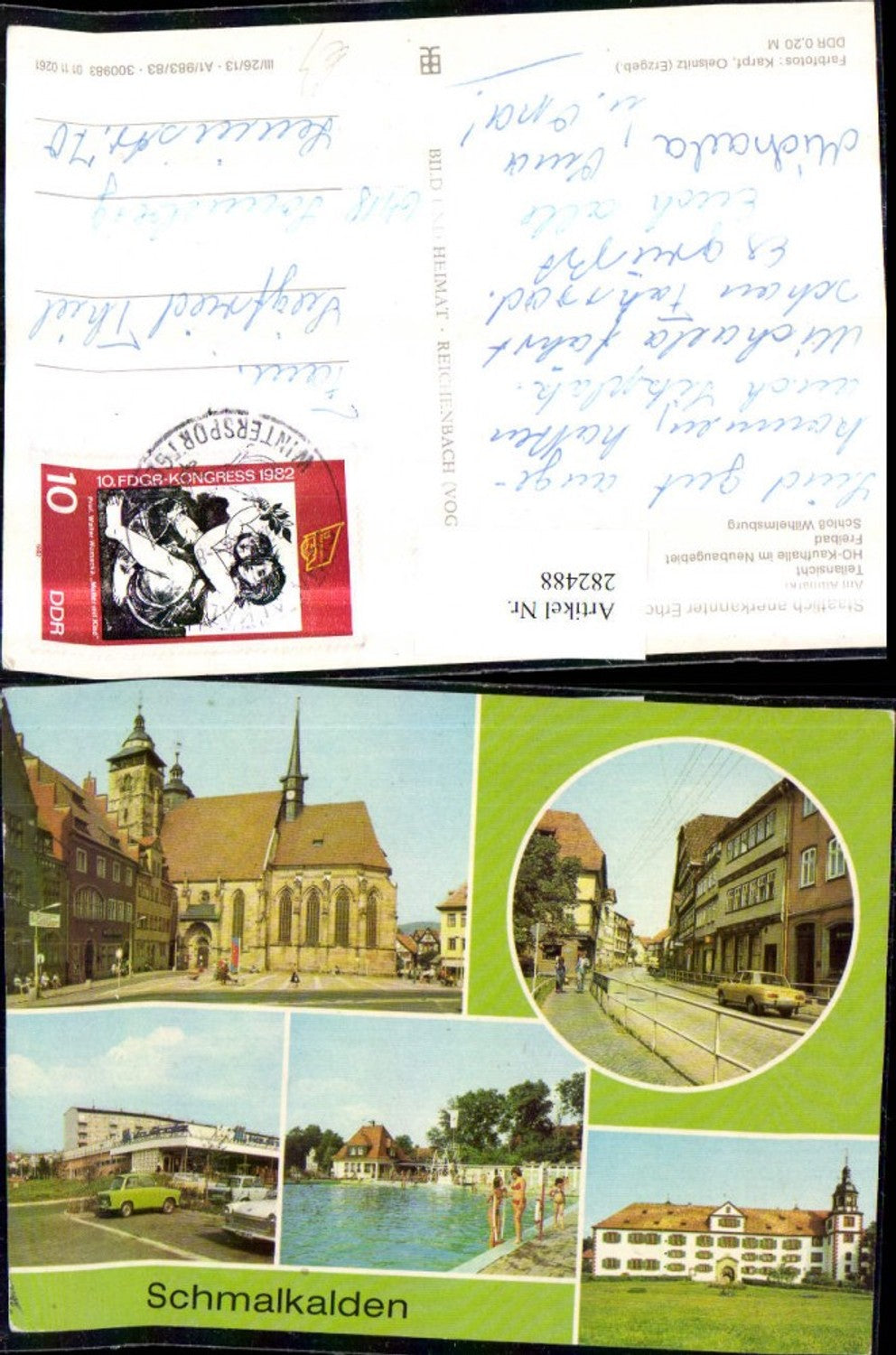 282488,Schmalkalden Altmarkt HO-Kaufhalle Freibad Schloss Wilhelmsburg Mehrbildkarte