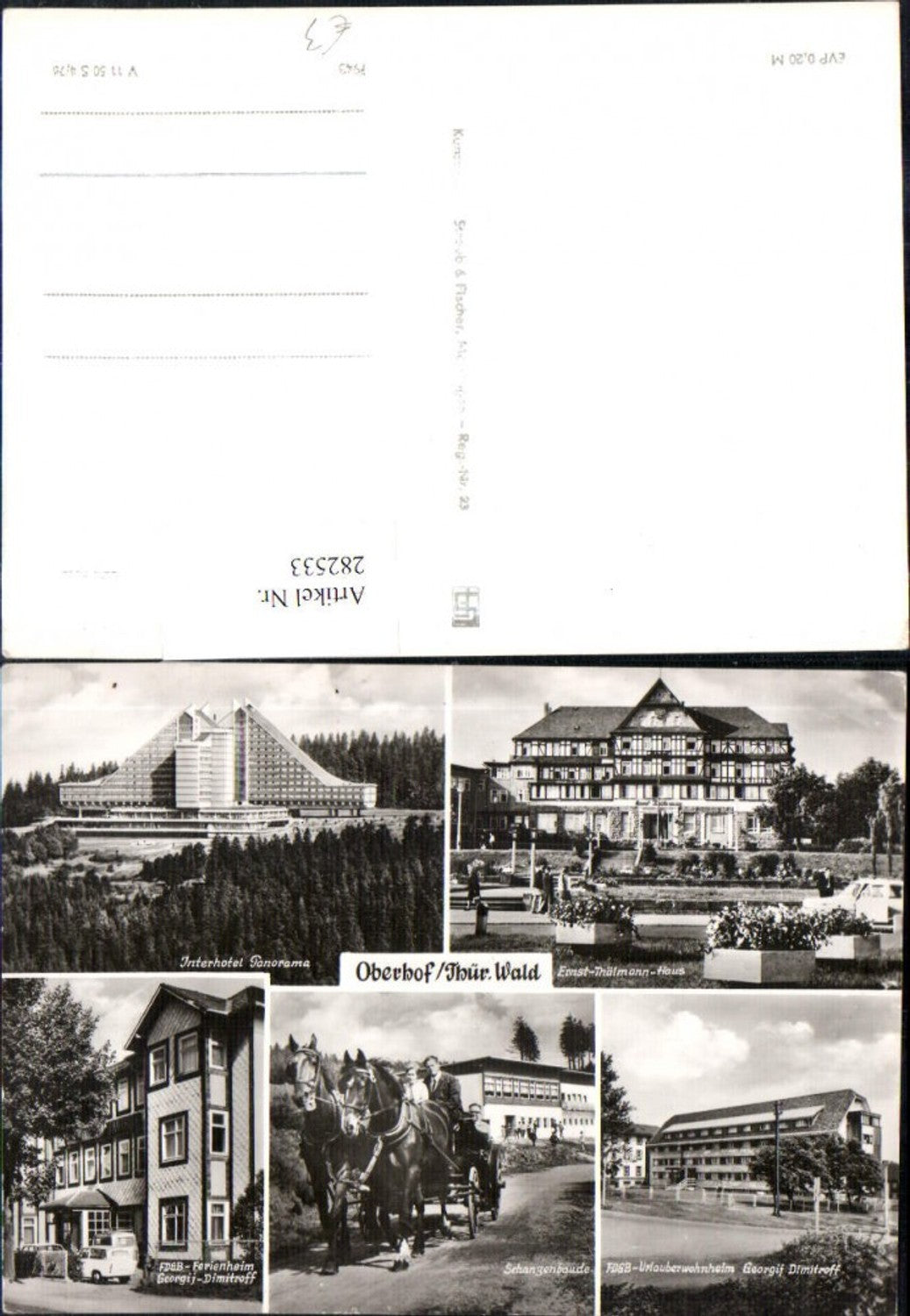 282533,Oberhof Interhotel Panorama Ferienheim Schanzenbaude Pferdekutsche Mehrbildkarte